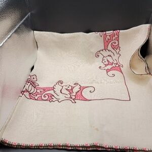 Antique Victorian Linen Table Cloth Size 33×35 Small Stains